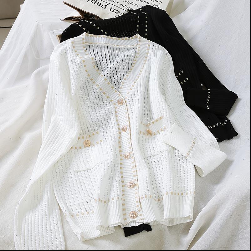 

autumn elagant coats womens sweater hollow out knit cardigan cropped soft vintage, White;black