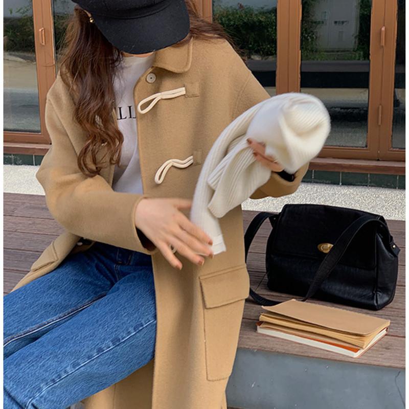 

Women's Wool & Blends 2021 Winter Vintage Ladies Coat High Quality Loose Thicken Women Overcoat Fashion Casual Solid Color Female Outwear A1, Black