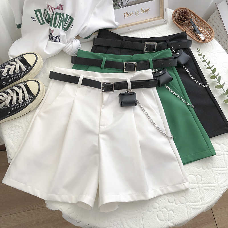 

Ashgaily Shorts Women Vintage Sashes All-match Solid High Waist Shorts Casual Loose Ladies XL 210611, Tbdk551d1