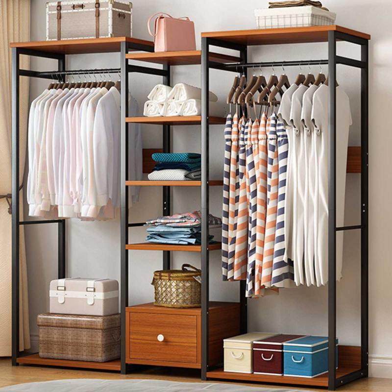 

Clothing & Wardrobe Storage Coat Rack Assembly Floor Shelf For Clothes Hanger Standing Metal Shelves With Drawer 140x30x140