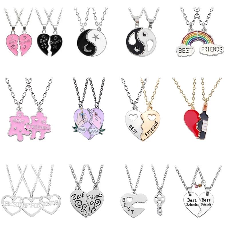 

Chains Good Friends Necklace Women Pendant Lovers Men Jewelry On The Neck Pairs Of Splicing Love Necklaces Fashion Accessories, Silver