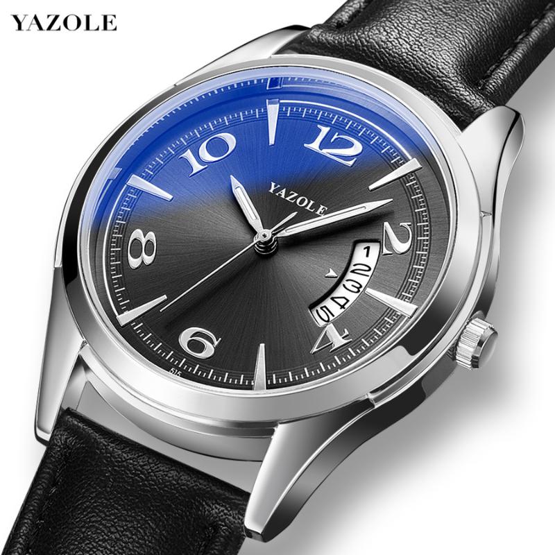 

Wristwatches Relogio Masculino Yazole Brand Men Watch Business Calendar Waterproof Leather Quartz Wristwatch Men's Reloj Hombre 2021