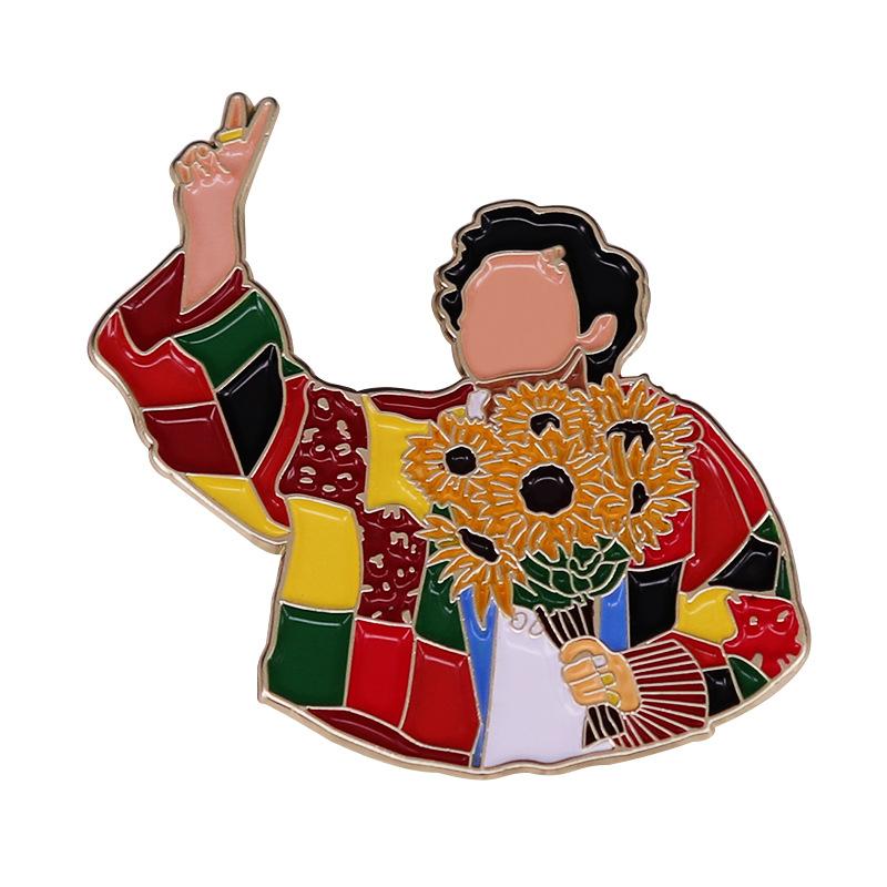 

Pins, Brooches Colorful Cardigan And Sunflower Enamel Pin Music Fans, Gray