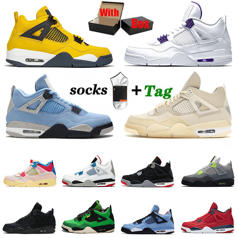 

With Box Jumpman 4 4s Sail Mens Womens Designer Basketball Shoes 2022 University Blue Unc IV Cactus Jack White Oreo Black Cat The Off Sports Sneakers Trainers, D6 40-47 taupe haze