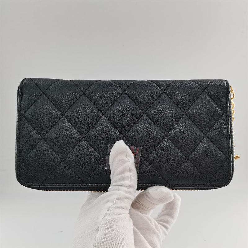 

Luxury High Quality CF Design Purse Women Zipper Wallets PU Leather Female Dobble Long Womens Ladies Clutches, Red;black