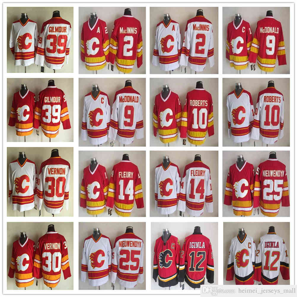 

Vintage CCM Calgary Flames 12 Jarome Iginla Jersey Hockey Stitched 2 Al Macinnis 9 Lanny McDonald 10 Gary Roberts 14 Theoren Fleury Jerseys, As picture