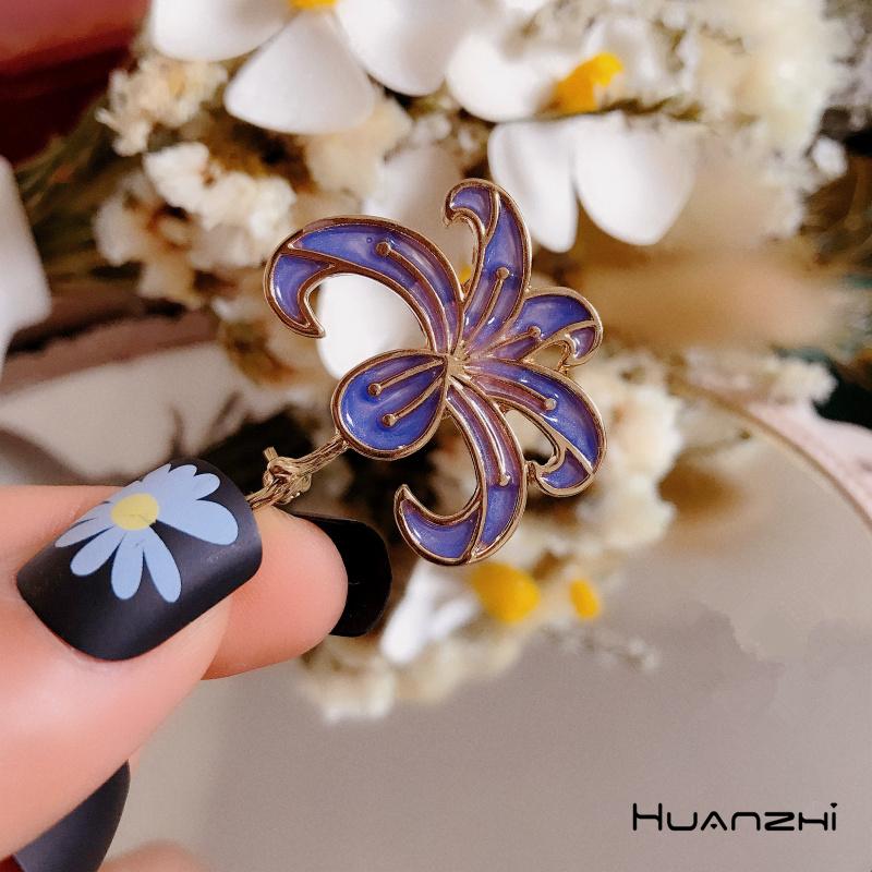 

Pins, Brooches HUANZHI 2021 Trendy Purple Metal Iris Dragonfly Lilac Plant Animal Brooch For Women Party Collar Accessories Jewelry