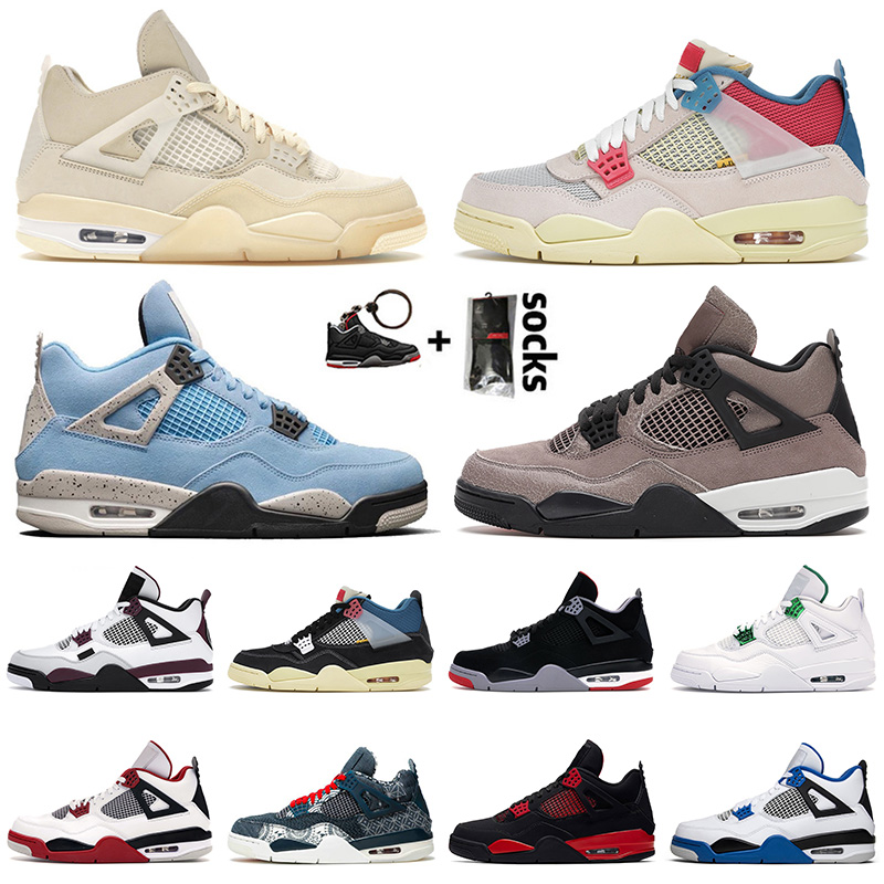 

2021 Newest Arrival Basketball Shoes 4 4s Sail Univeristy Blue Jumpman Sports Mens Women Taupe Haze White Cement Trainers Off Sneakers 36-47