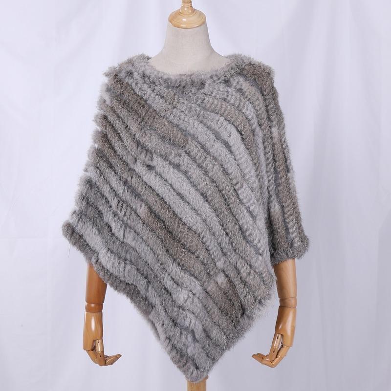 

Scarves Baijinbai 2021 Women Real Fur Shawl Natural Knitted Poncho Scarf Pashmina