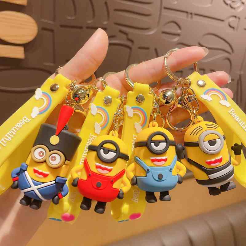 

Keychains Little yellow man key chain cute cartoon thief daddy big eye couple bag Pendant Gift doll small gift