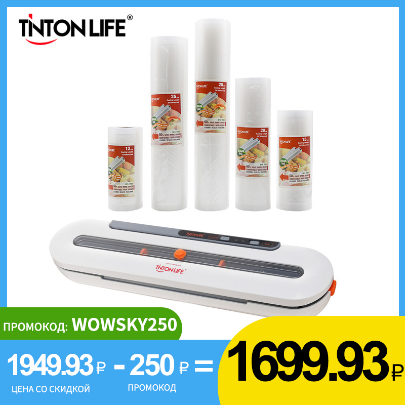 

TINTON LIFE Food Vacuum Sealer With Bags Vacuum Plastic Rolls 5 Size Bags For Kitchen Vacuum Sealer to Keep Food Fresh