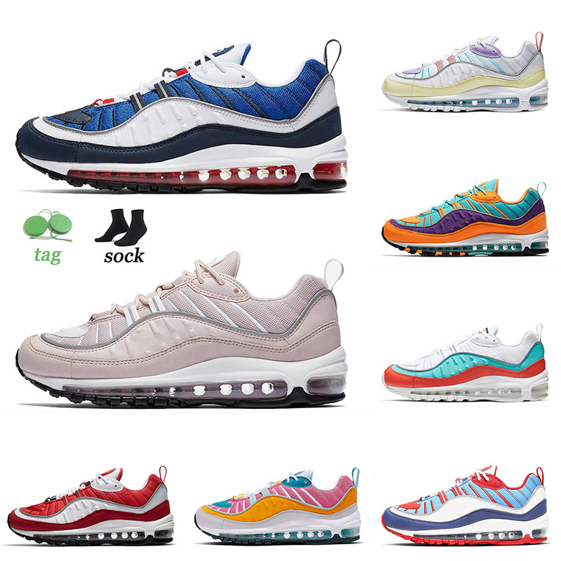

2021 Arrival 98 Running Shoes Gundam Barely Rose Mens Womens Triple White Black Solar Red La Mezcla Sportrs Sneakers 98s Trainers 36-45