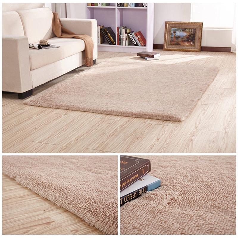 

Carpets Anti-slip Silk Floor Mat European Modern Rectangular Long Hair Carpet Living Room Coffee Table Rug Bedroom Bed Thick Blanket