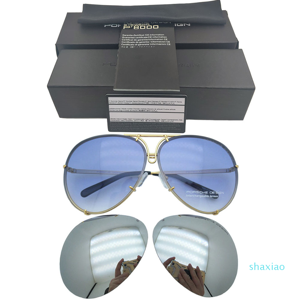 

Porsche Design Brand P 8478 Sunglasse Replaceable lens Anti Reflective Women Mirror Sun Glasses Oval Men Interchangeable Lens Sunglasses, White;black