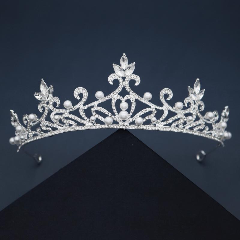 

Headpieces European And American Bridal Crown Alloy Rhinestone Pearl Headband Wedding Dress Headdress Party Princess Accessories