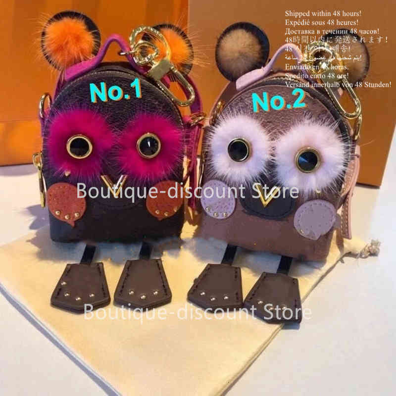

Luxury Mink Fur Owl Keychain Famous Brand Mini Backpack Keychains Flower Headphone Bag Decoration Accessories Coin PurseGRFN