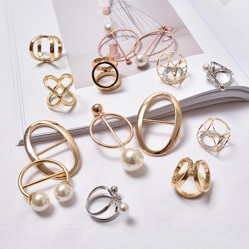 

Scarves Silk Scarf Buckle Leather Button Elegant Pearl Copper Bee Three Ring