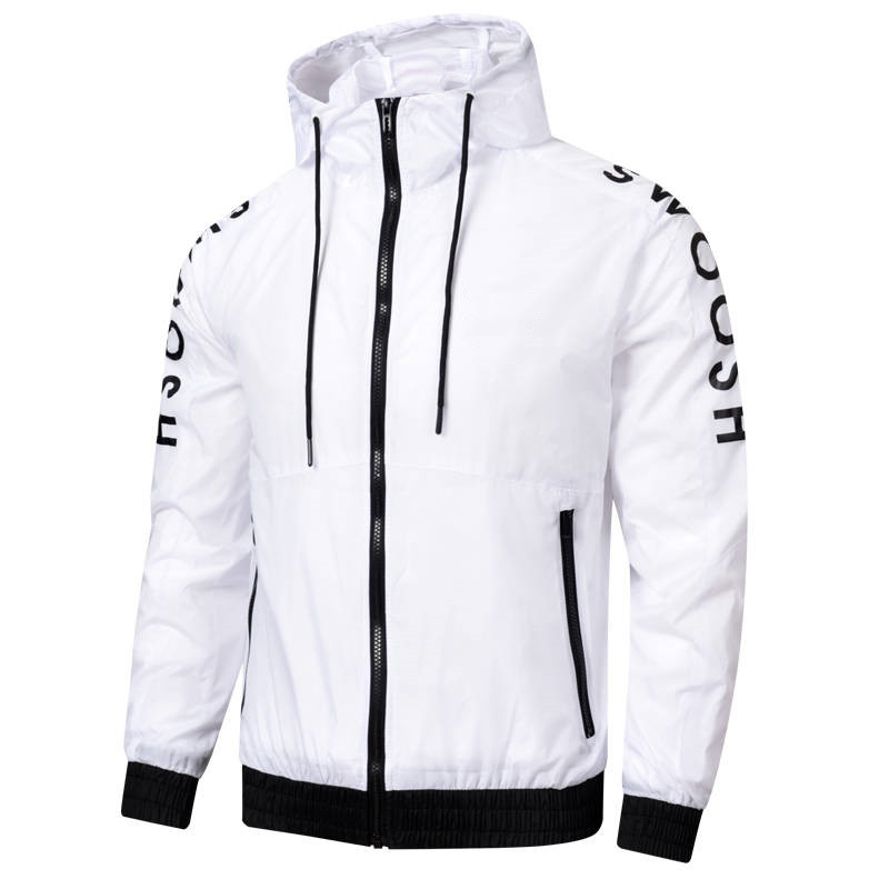 

Mens womens long sleeve Hoodies jackets outdoor Windproof for spring and autumn sports running Casual hooded windbreaker jacket Outerwear, White