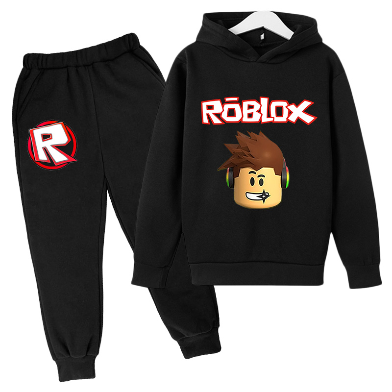 Girl Boys Spring Autumn ROBLOX Cartoon Sports suit 2pcs set Tracksuits Kids Clothing sets 100-160cm Casual clothes hoodies+Pant set-image-687909658