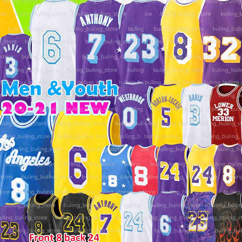 

Los Carmelo 7 Anthony Jersey 8 24 Angeles Davis 6 Basketball Jerseys 23 Russell 33 Westbrook black bryant Gold White Purple Men kid Youth Talen Mamba Horton-Tucker 2022