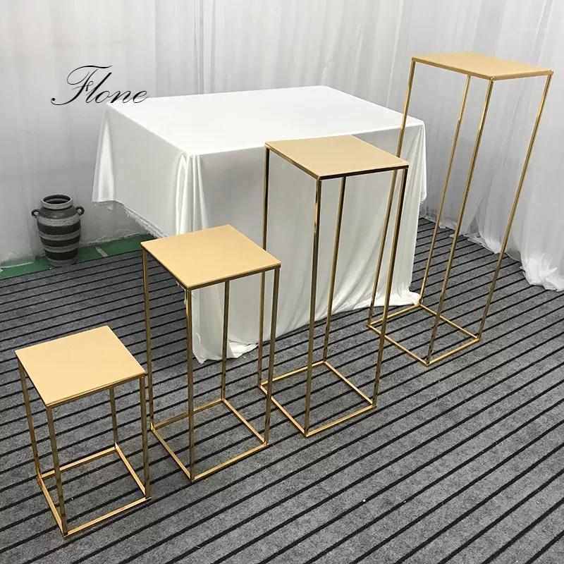 

Party Decoration Flone Wedding Centerpiece Gold-Plated Geometric Flower Stand Home Shiny Metal Iron Rectangle Square Frame Backdrop