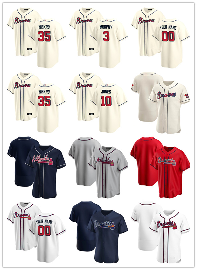 

Custom Mens youth Atlanta Braves 31 Greg Maddux 35 Phil Niekro 3 Dale Murphy 10 Chipper Jones Baseball Jerseys, Blue;black