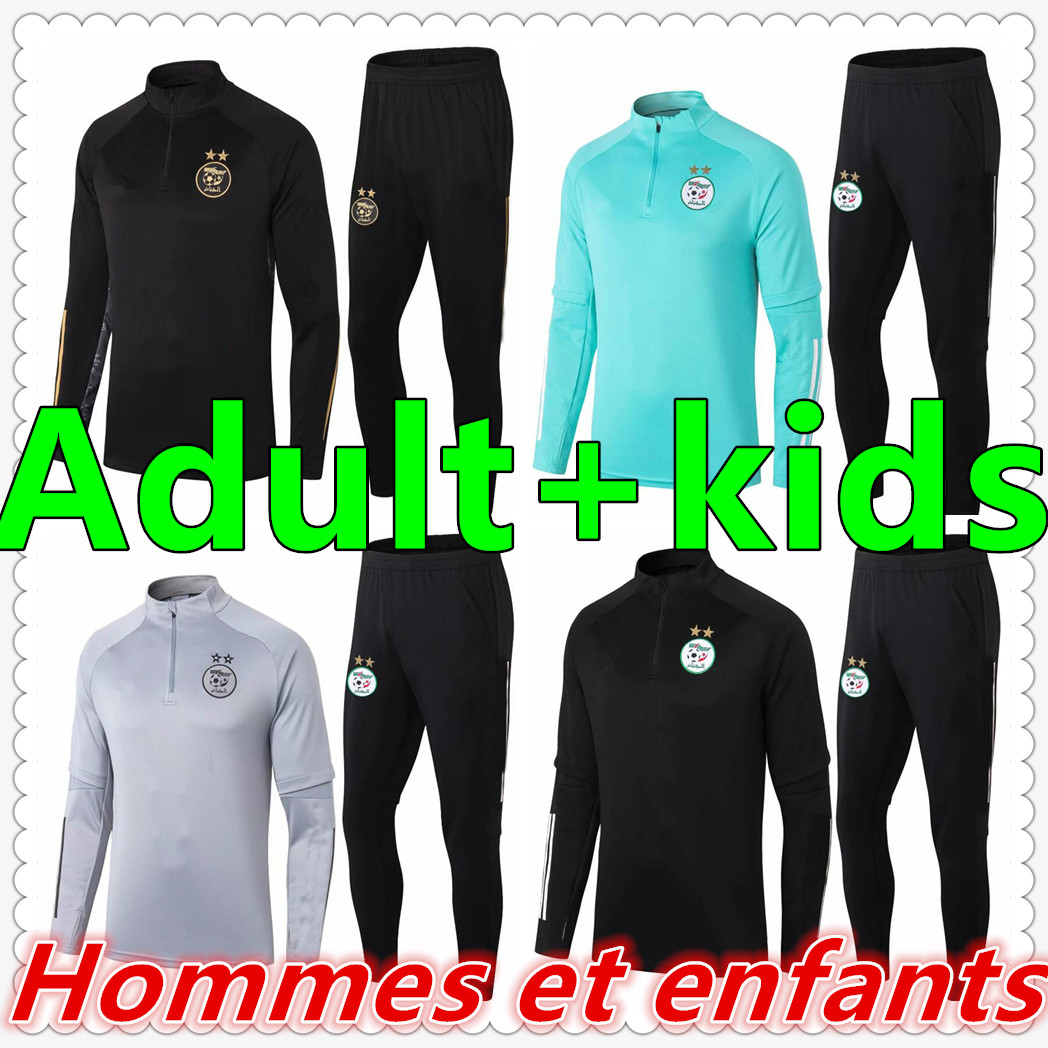

algerie kids Soccer Jersey algeria 20 21 Adult Football tracksuit Survetement de foot chandal futbol retro player version, Black