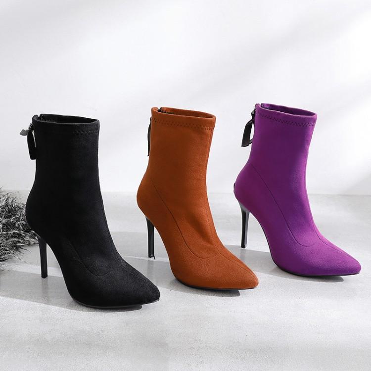 

Boots Plus Size -7 Women Shoes Ankle For Ladies Woman Winter Rear Zipper With Tapered Heel, Black