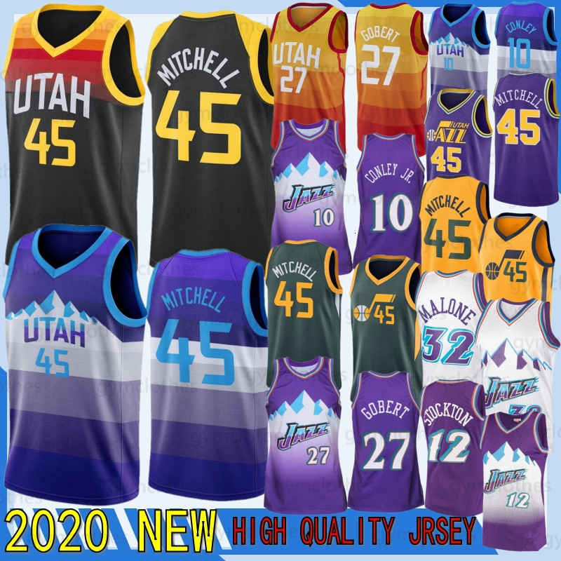

Donovan 45 Mitchell Jersey Mike 10 Conley Rudy 27 Gobert Rubio NCAA Men basketball jerseys Mitchell Conley Gobert 12 Stockton 32 Malone