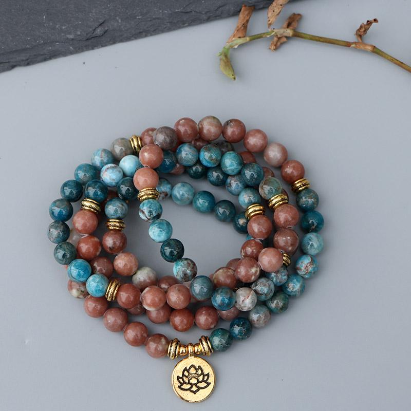 

Beaded, Strands EDOTHALIA Beautiful Women Yoga Bead Bracelet 8MM Apatite Stone 108 Beads Stand Female Jewelry, Black
