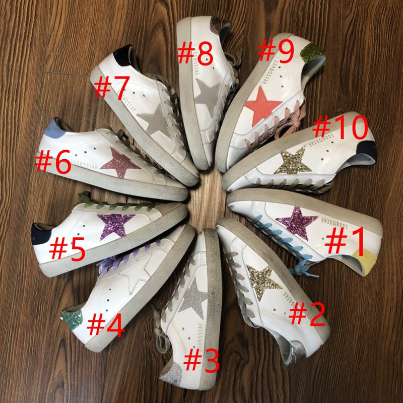 Baskets Super star en cuir véritable pour femmes, chaussures décontractées à paillettes, classiques, blanches, Do-old Dirty Gooses, chaussures de