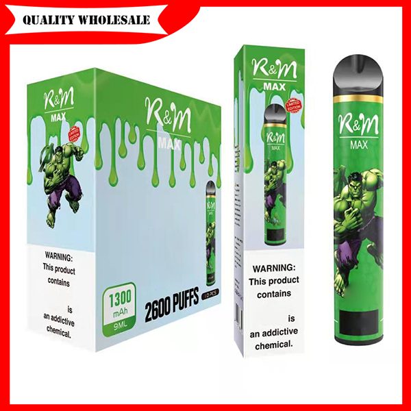 

100% Authentic R And M Max Cartoon Electronic Cigarette 9ml 1300mAh 2600 Puffs 10 Colors Disposable Vape R&M RandM Dazzle Pro