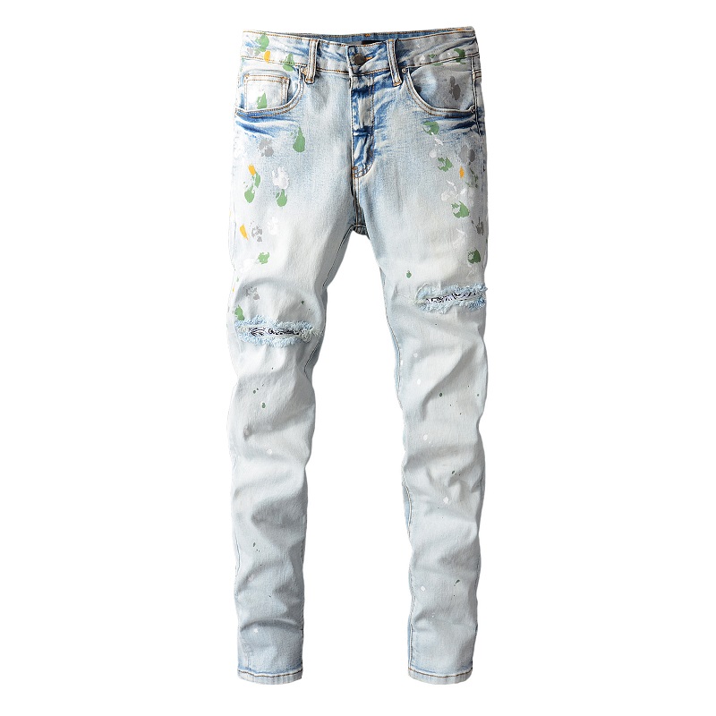 

Men Ripped Denim Jeans Mens Jean Trousers Washed Vintage Pants Size 29-40, Blue