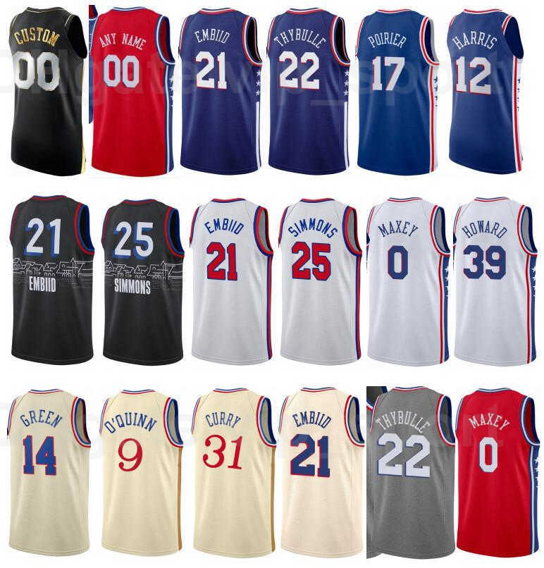 

City Earned Edition Print Basketball Danny Green Jersey 14 Isaiah Joe 7 Matisse Thybulle 22 Furkan Korkmaz 30 Dwight Howard 39 Tyrese Maxey, Black