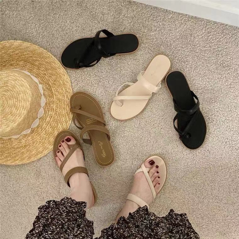 

Sandals Bailamos 2021 Summer Beach Shoes Women Casual Gladiator Roman Sandalias Ladies Slip-on Flat Flip Flops Y58Q, Ivory