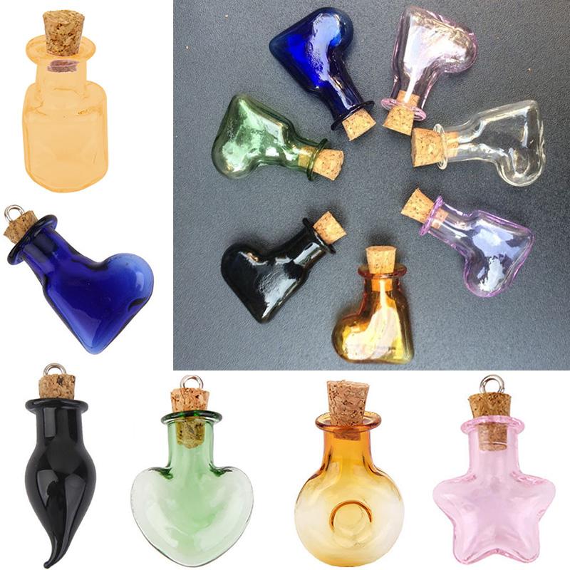 

Charms 5pcs Drift Bottle Wishing Pendant DIY Craft Jewelry Transparent Wood Drifting Glass Bottles Mini Home Hanging Decoration, Bronze;silver