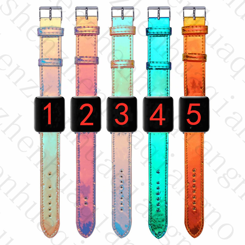 

Luxury Designer Strap Embossing Discolor Pattern Watchbands Watch Band 42mm 38mm 40mm 44mm iwatch 2 3 4 5 bands Leather Bracelet Fashion Stripes
