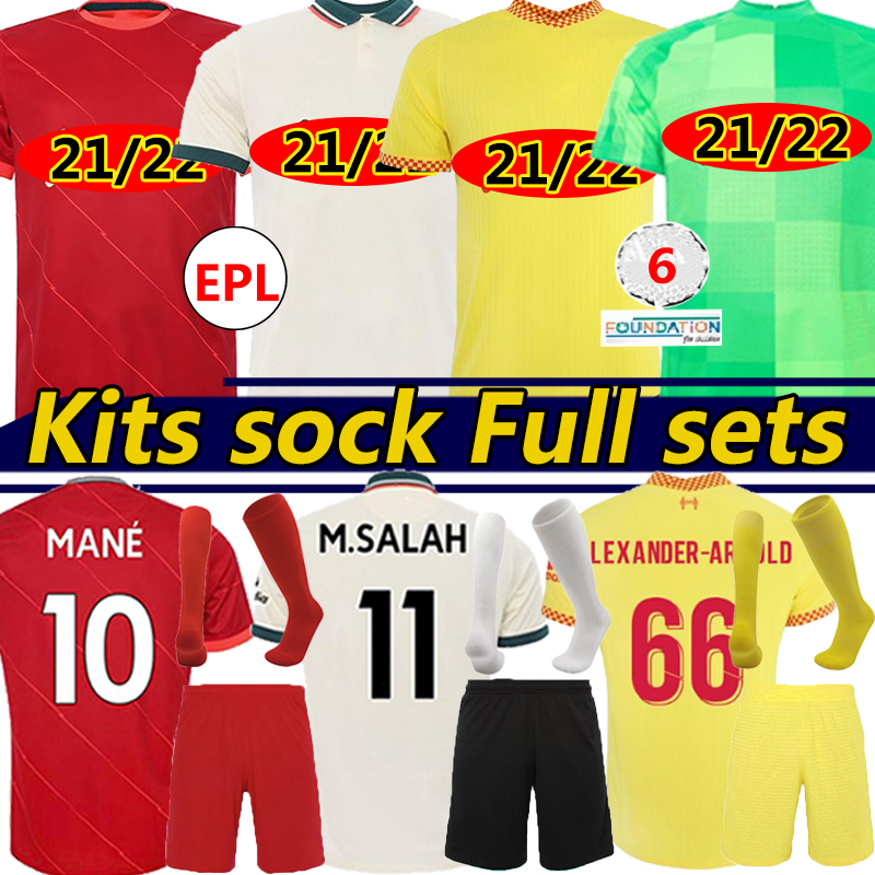 

21/22 LVP M.SALAH Soccer Jerseys fans player version ALEXANDER ARNOLD Mane Firmino VIRGIL DIOGO J Thiago A.BECKER Football Shirt PHILLIPS KONATE Kits sock Full sets, 21-22 away