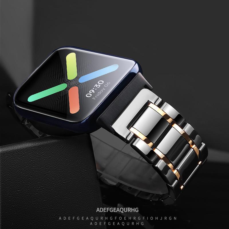 

Watch Bands Ceramic Strap For Oppo 46mm Replacement Wristband 41mm Bracelet Accessories High Quality Black