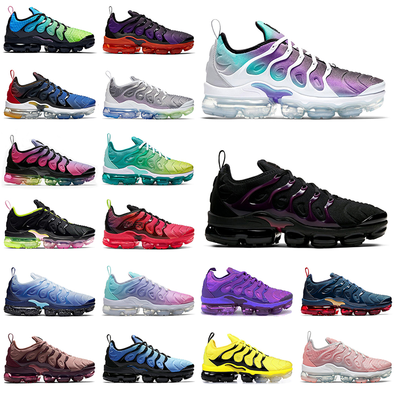 

Plus TN Mens Running Shoes Grape Noble Hyper Violet Voltage Purple Bumblebee Triple White Lemon Lime Bleached Coral USA Women Sports Trainers Sneakers, 36-47 black white