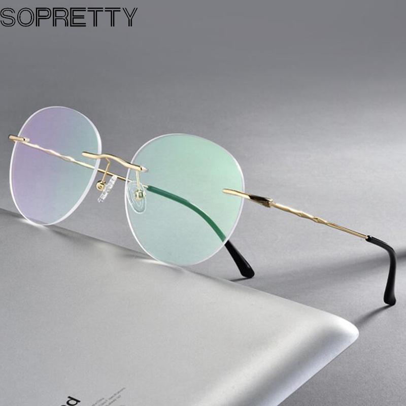 

Fashion Sunglasses Frames Titanium Alloy Rimless Round Lens Men & Women Glasses For Myopia Hyperopia Prescription Frameless Eyeglass F7057