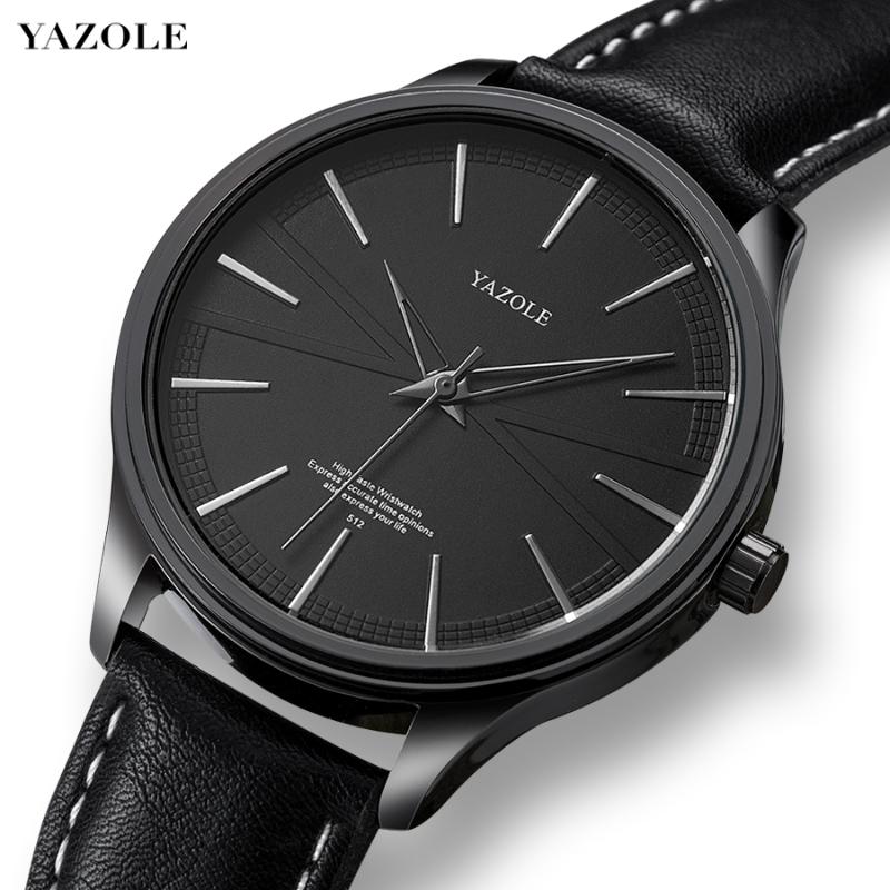 

Wristwatches Casual Quartz Wristwatch Man Leisure Leather Band Simple Minimalist Bracelet Fashion Lot Stock Male Husband Gift Yazole Watches, Silver black