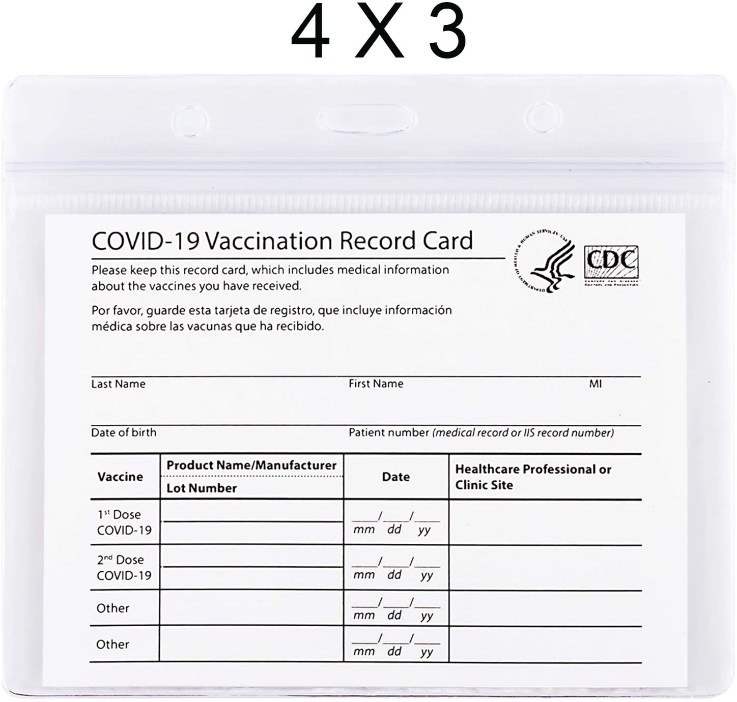

CDC Vaccinated Card Protector 4 X 3 Inches Immunization Record Vaccination Cards Cover Holder Clear Plastic Sleeve With Waterproof