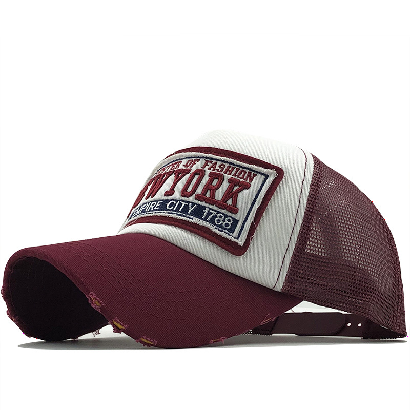 

NewYork Mesh Cap Baseball New Korean Style Mens and Womens Summer Breathable All-Match Camouflage Peaked Cap, Blue