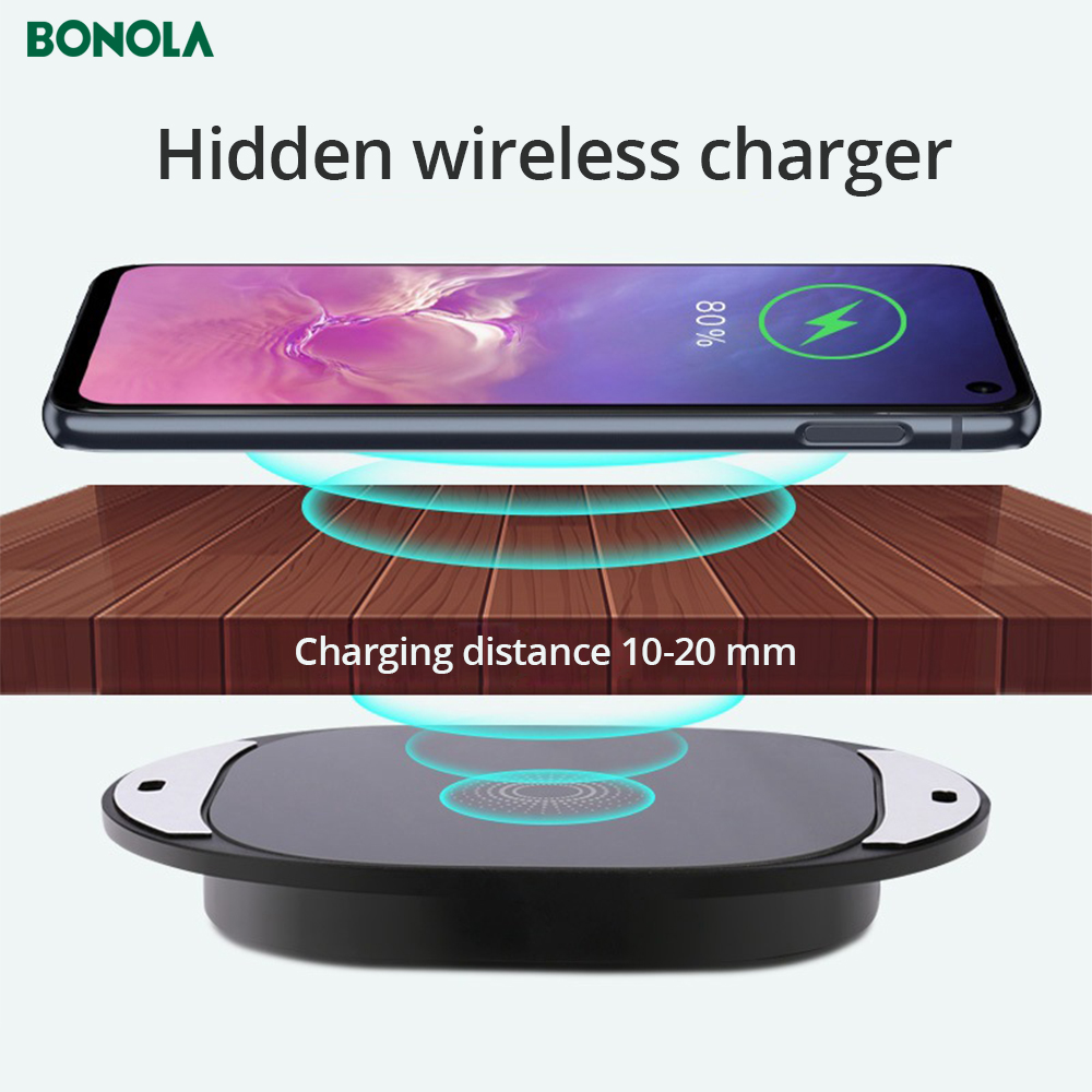 

Bonola Qi Invisible True Wireless Charger Long-distance 25MM Wireless Charging Base for iPhone 11 Pro Xs Samsung S20 Xiaomi 11