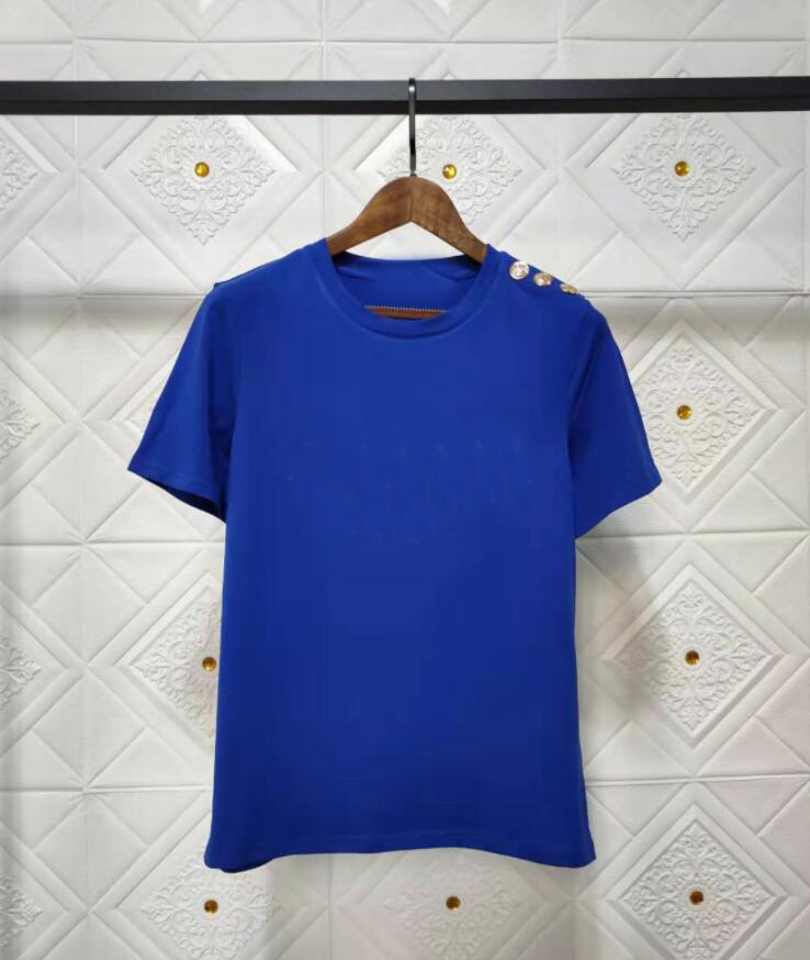 

Gold Buttons Golds Letters Womens T shirts Short sleeve fashion Summer cool woman tshirt for man Cotton Soft Breathable female t-shirts femmina Maglietta, Khaki