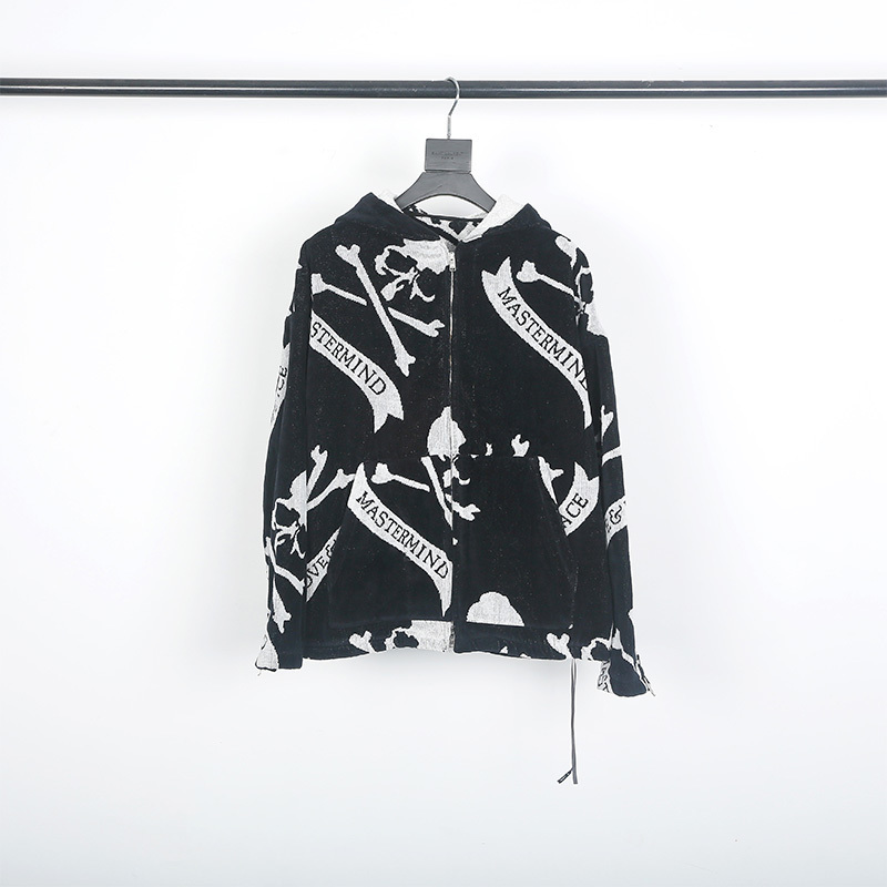 

Master/mind Japan Richao Skeleton High Street Zipper Coat Mmj Bullet Screen Flannel Hoodieylr, Black