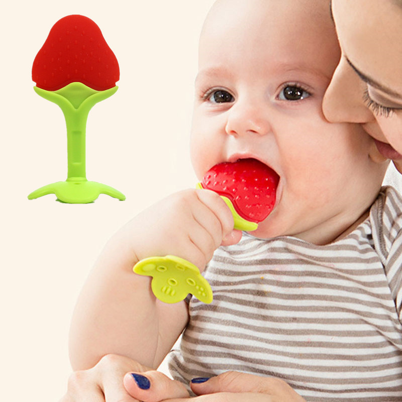 

Fruits Shape Baby Chewing Teether Toys Safe BPA Free Silicone Teething Chew Dental Care Strengthening Tooth Training for Infant