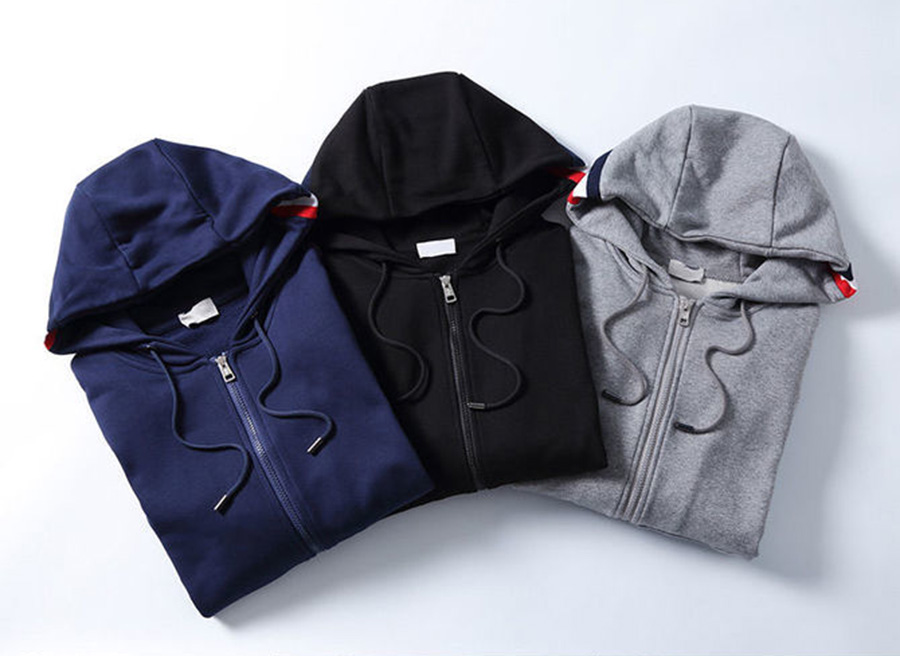 

2021 Fall and Winter hoodie men's zippered hoodies women's designer solid color rooster embroidered armbands Hoode mens high stree, Black