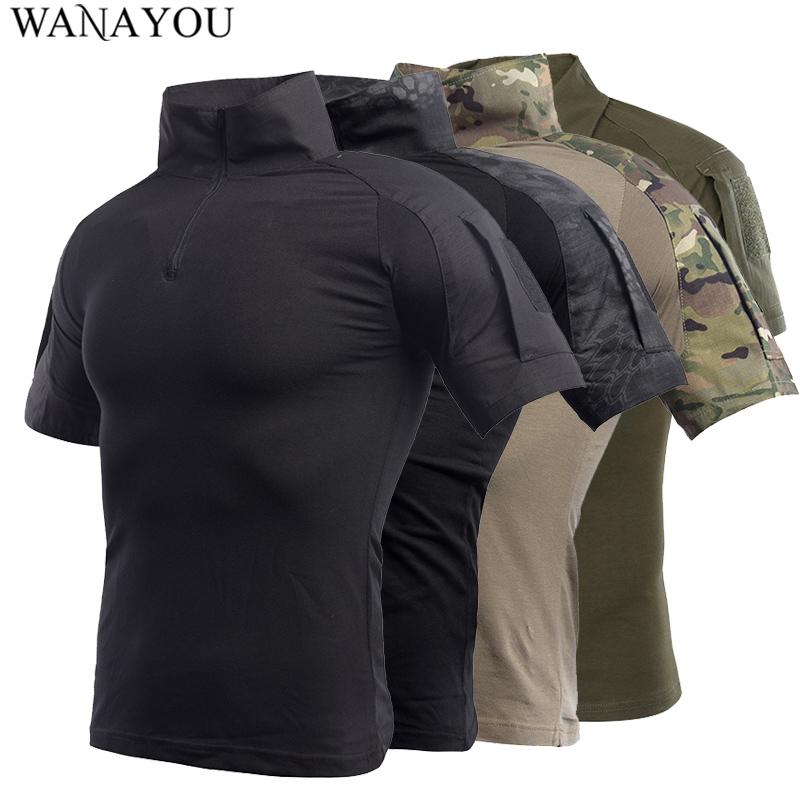 

Hunting T-Shirts Men's Tactical Camouflage Army Climbing Short Sleeve T-Shirts,Assault Combat Military Hiking Shirts For Male, Camo